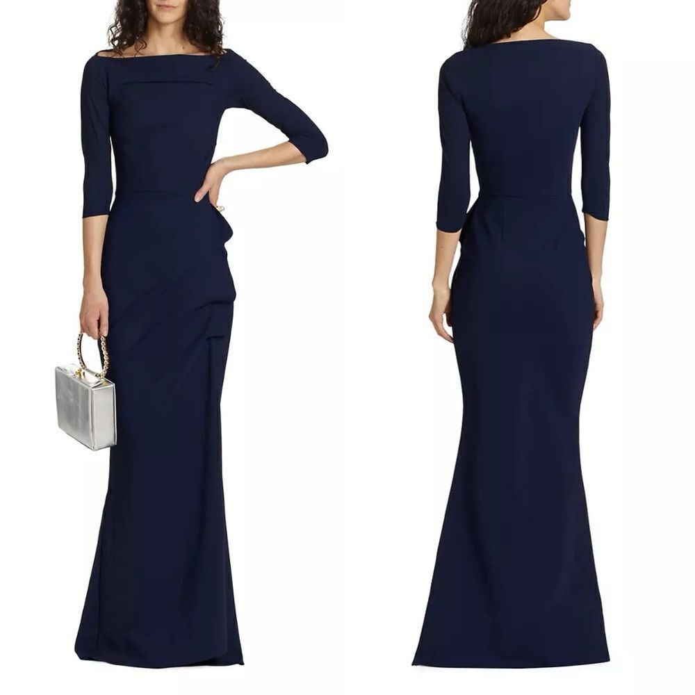 Chiara Boni La Petite Robe Kate Slit-Detail Boatneck Gown Size 2